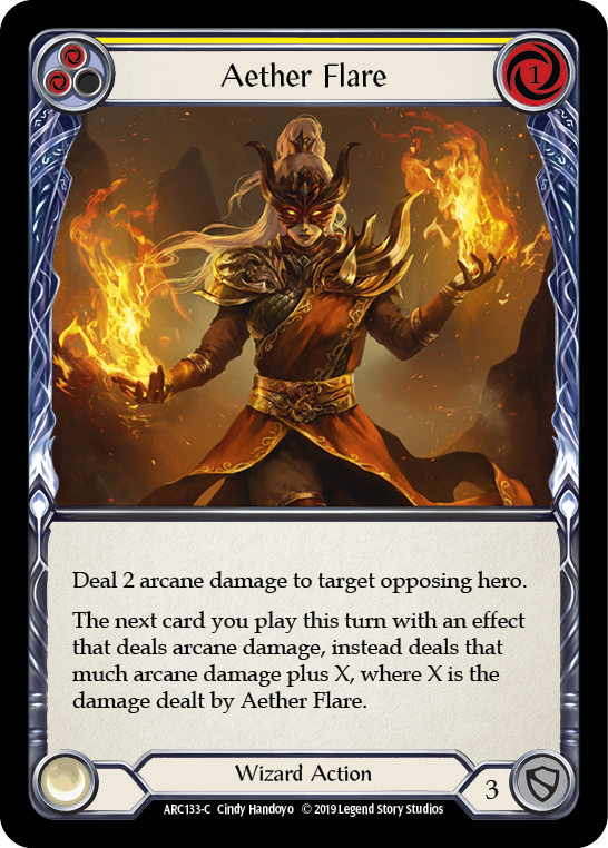 Aether Flare (Yellow) [ARC133-C] (Arcane Rising)  1st Edition Rainbow Foil | Cracking-Singles