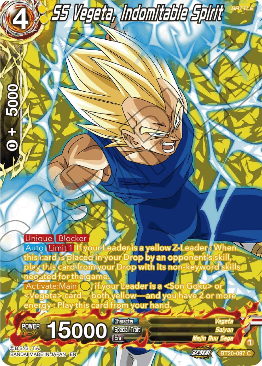 SS Vegeta, Indomitable Spirit (Silver Foil) (BT20-097) [Power Absorbed] | Cracking-Singles