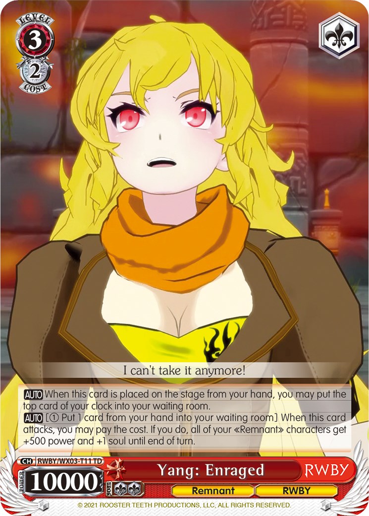 Yang: Enraged (RWBY/WX03-T11 TD) [RWBY] | Cracking-Singles