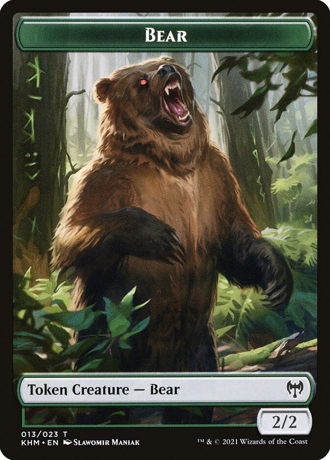 Elf Warrior // Bear Double-Sided Token [Kaldheim Tokens] | Cracking-Singles