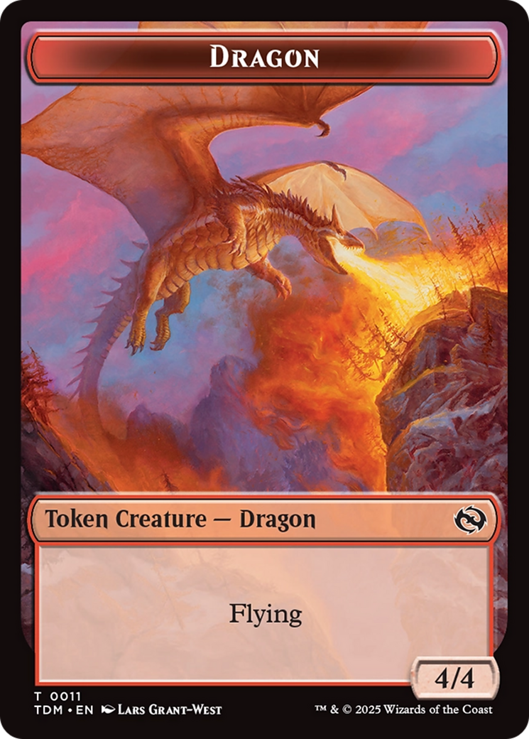 Dragon (0011) // Warrior Double-Sided Token [Tarkir: Dragonstorm Tokens] | Cracking-Singles