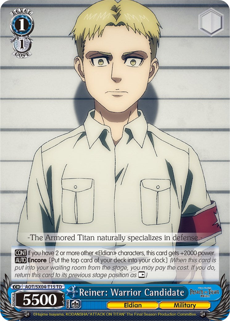 Reiner: Warrior Candidate [Attack On Titan: Final Season] | Cracking-Singles
