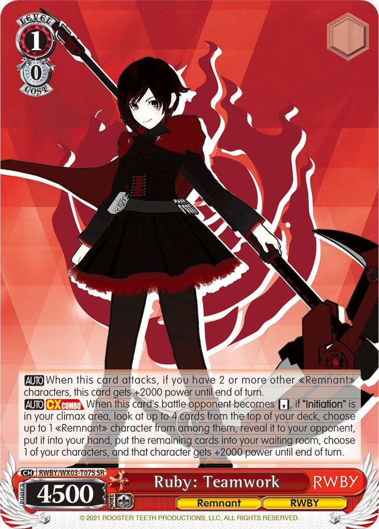 Ruby: Teamwork (RWBY/WX03-T07S SR) [RWBY] | Cracking-Singles