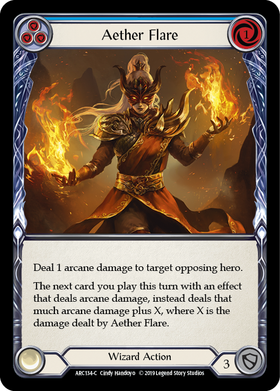 Aether Flare (Blue) [ARC134-C] (Arcane Rising)  1st Edition Rainbow Foil | Cracking-Singles