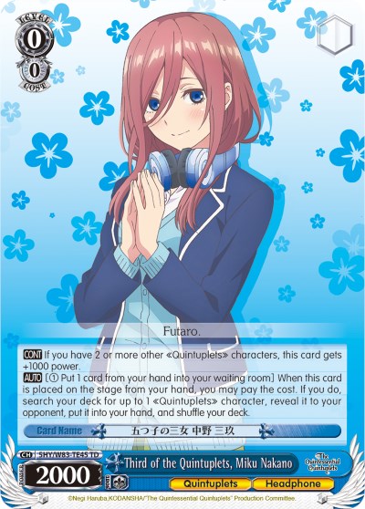 Third of the Quintuplets, Miku Nakano (5HY/W83-TE45 TD) [The Quintessential Quintuplets] | Cracking-Singles