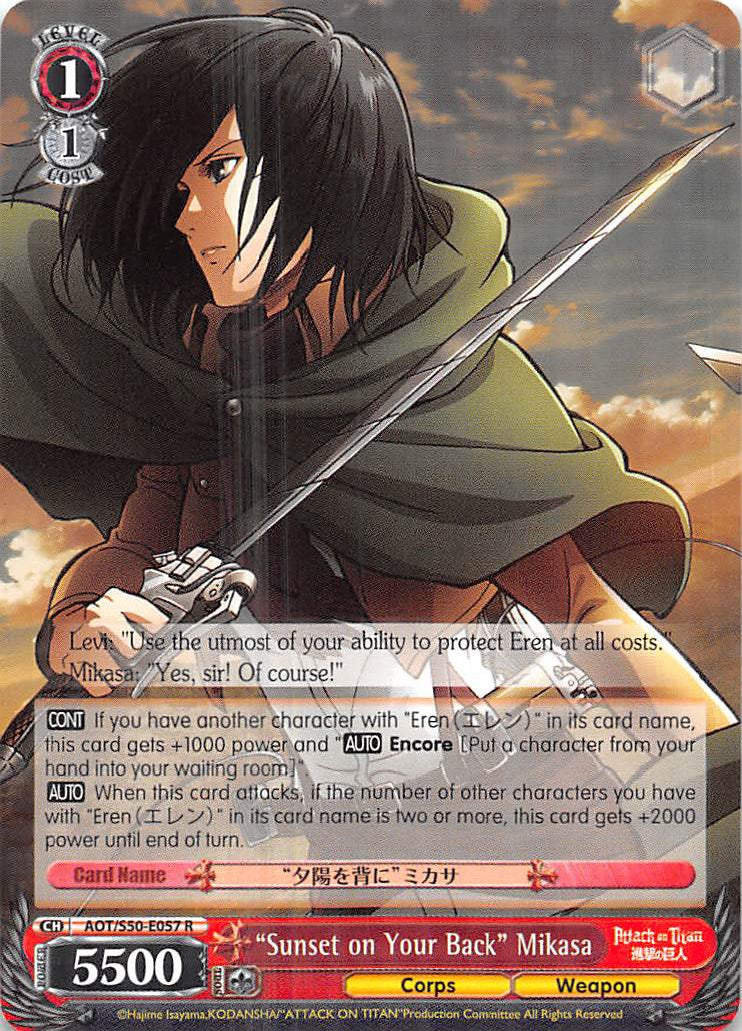 "Sunset on Your Back" Mikasa (AOT/S50-E057 R) [Attack on Titan Vol. 2] | Cracking-Singles