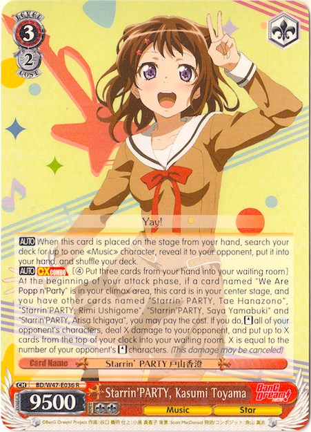 Starrin'PARTY, Kasumi Toyama (BD/W47-E036 R) [BanG Dream!] | Cracking-Singles