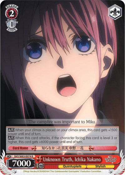 Unknown Truth, Ichika Nakano (5HY/W83-E074 R) [The Quintessential Quintuplets] | Cracking-Singles