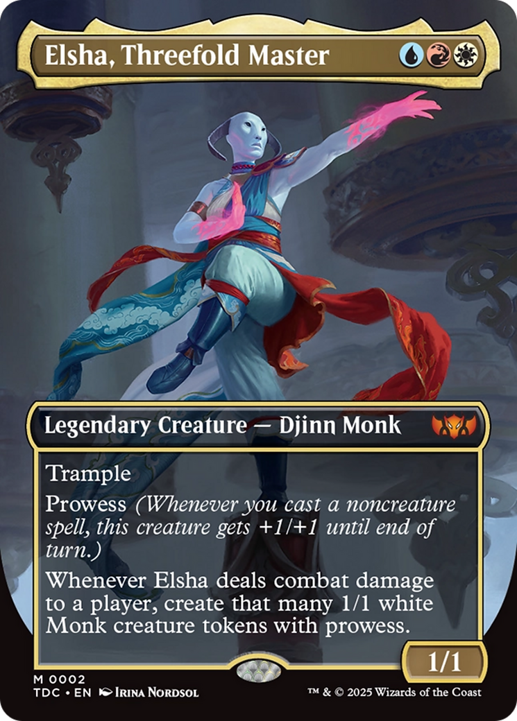 Elsha, Threefold Master (Borderless) [Tarkir: Dragonstorm Commander] | Cracking-Singles