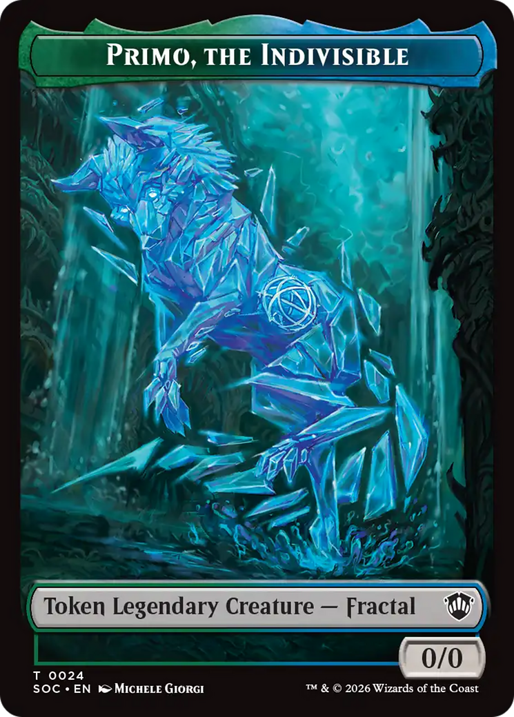 Primo, The Indivisble // Treasure Double-Sided Token [Secrets of Strixhaven Commander Tokens] | Cracking-Singles
