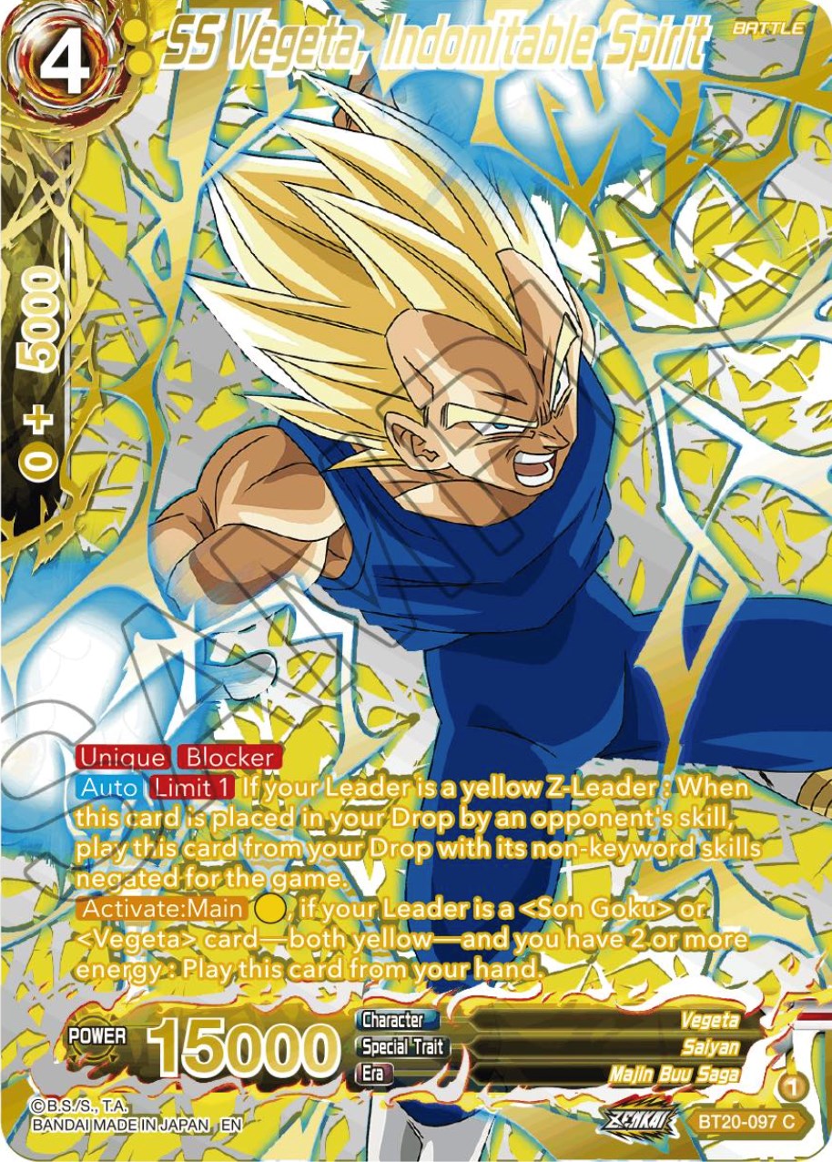 SS Vegeta, Indomitable Spirit (Gold-Stamped) (BT20-097) [Power Absorbed] | Cracking-Singles