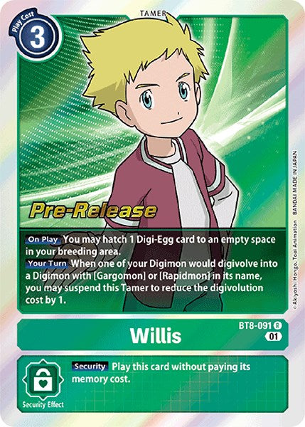 Willis [BT8-091] [New Awakening Pre-Release Cards] | Cracking-Singles