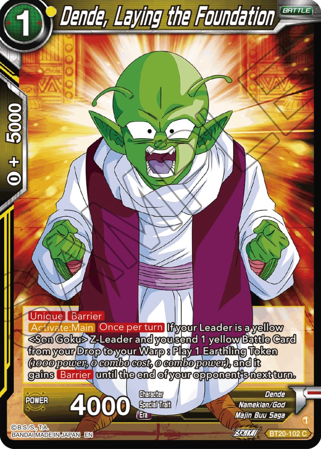 Dende, Laying the Foundation (BT20-102) [Power Absorbed] | Cracking-Singles