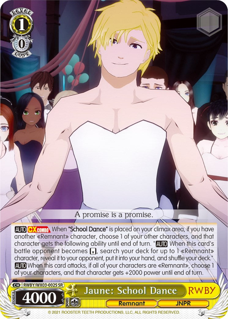 Jaune: School Dance (RWBY/WX03-002S SR) [RWBY] | Cracking-Singles