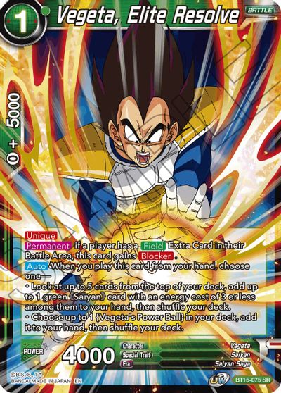 Vegeta, Elite Resolve (BT15-075) [Saiyan Showdown] | Cracking-Singles