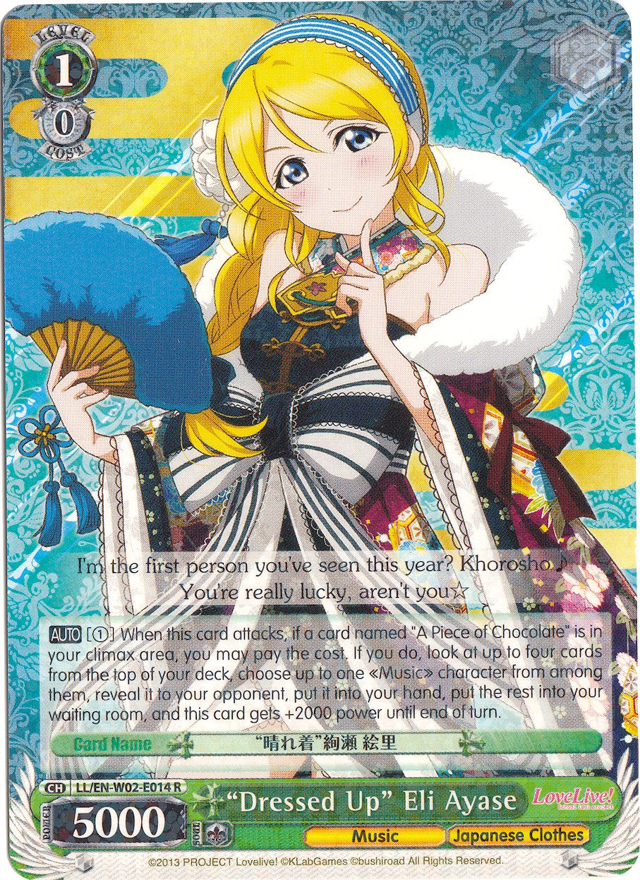 "Dressed Up" Eli Ayase (LL/EN-W02-E014 R) [Love Live! DX Vol.2] | Cracking-Singles