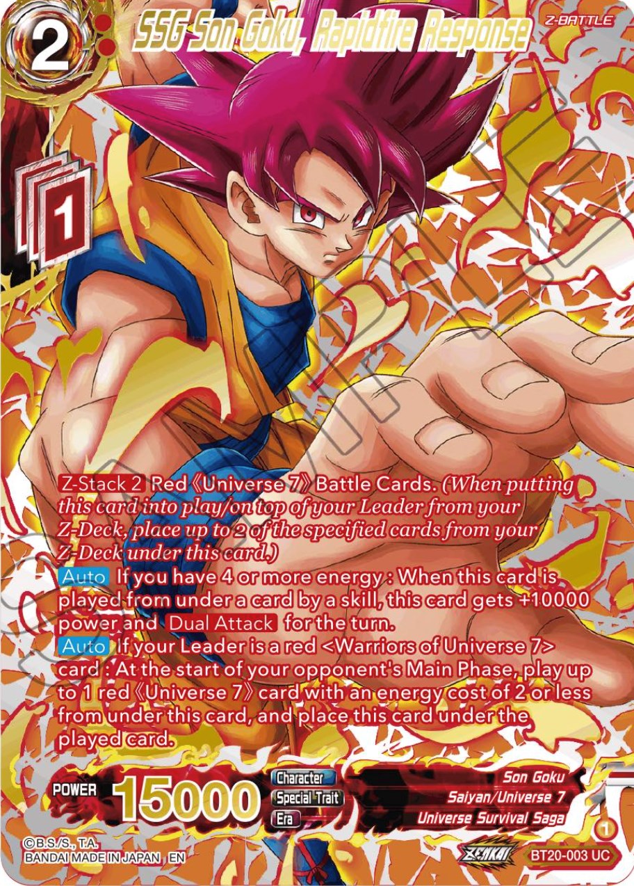 SSG Son Goku, Rapidfire Response (Gold-Stamped) (BT20-003) [Power Absorbed] | Cracking-Singles