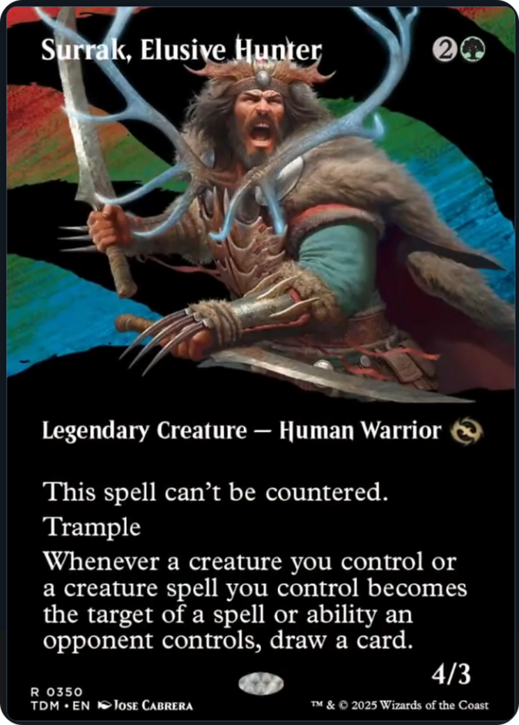 Surrak, Elusive Hunter (Borderless) [Tarkir: Dragonstorm] | Cracking-Singles