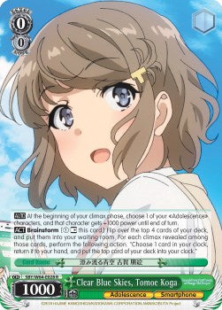 Clear Blue Skies, Tomoe Koga (SBY/W64-E028 R) [Rascal Does Not Dream of Bunny Girl Senpai] | Cracking-Singles