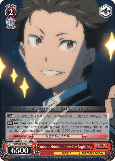 Subaru Shining Under the Night Sky (RZ/S68-E023 R) [Re:ZERO Memory Snow] | Cracking-Singles