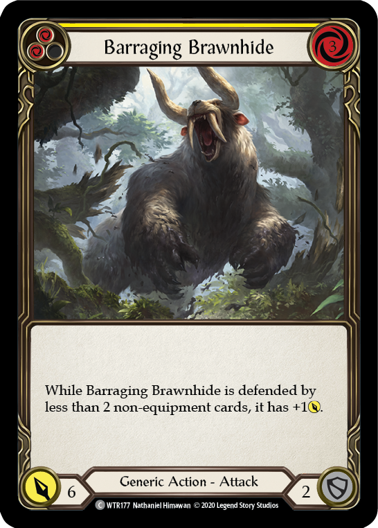 Barraging Brawnhide (Yellow) [U-WTR177] (Welcome to Rathe Unlimited)  Unlimited Rainbow Foil | Cracking-Singles