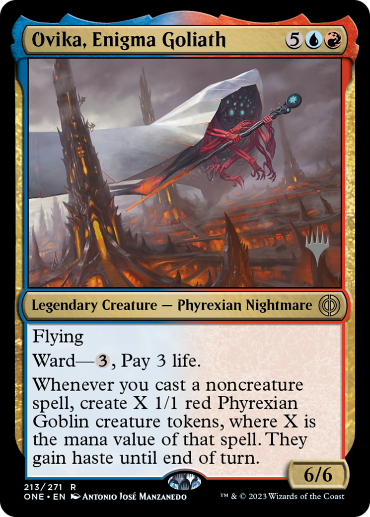 Ovika, Enigma Goliath (Promo Pack) [Phyrexia: All Will Be One Promos] | Cracking-Singles