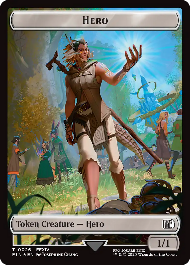Spirit // Hero (0026) Double-Sided Token (Surge Foil) [FINAL FANTASY Commander Tokens] | Cracking-Singles