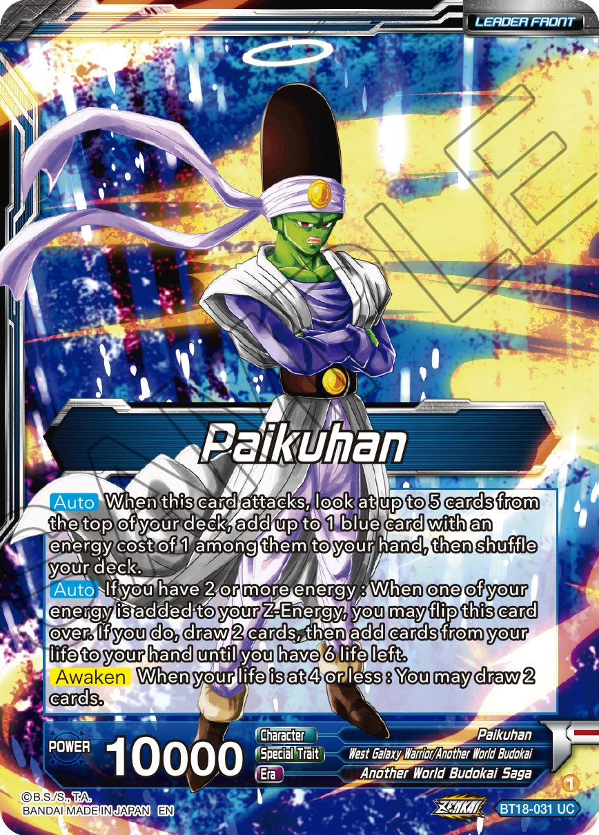 Paikuhan // Paikuhan, West Galaxy Warrior (BT18-031) [Dawn of the Z-Legends] | Cracking-Singles