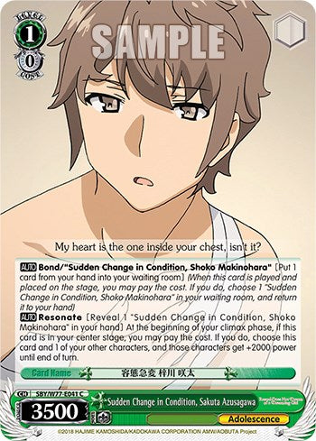 Sudden Change in Condition, Sakuta Azusagawa [Rascal Does Not Dream of a Dreaming Girl] | Cracking-Singles