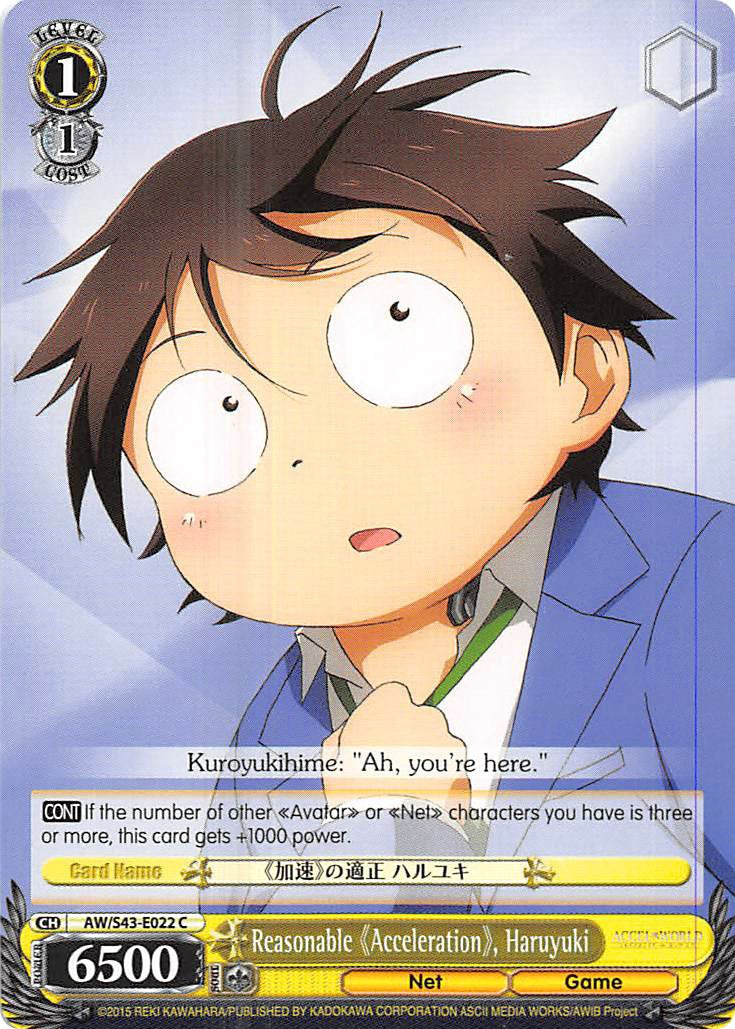 Reasonable "Acceleration", Haruyuki (AW/S43-E022 C) [Accel World -Infinite Burst-] | Cracking-Singles