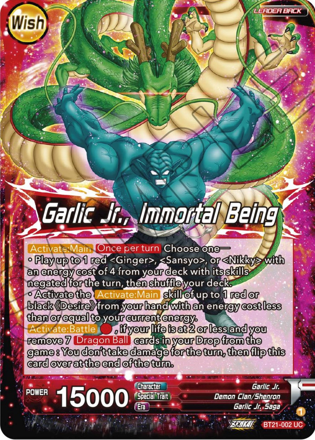 Garlic Jr. // Garlic Jr., Immortal Being (BT21-002) [Wild Resurgence] | Cracking-Singles