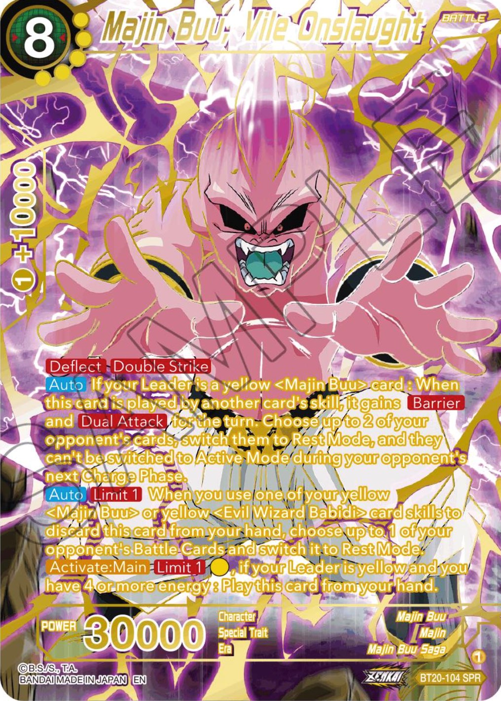 Majin Buu, Vile Onslaught (SPR) (BT20-104) [Power Absorbed] | Cracking-Singles