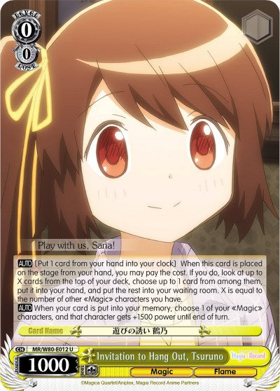Invitation to Hang Out, Tsuruno (MR/W80-E012 U) [Magia Record: Puella Magi Madoka Magica [Side Story] (Anime)] | Cracking-Singles