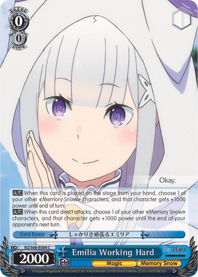 Emilia Working Hard (RZ/S68-E084 C) [Re:ZERO Memory Snow] | Cracking-Singles