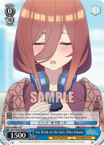 Tea Break on the Sofa, Miku Nakano (5HY/W90-E093S SR) [The Quintessential Quintuplets 2] | Cracking-Singles