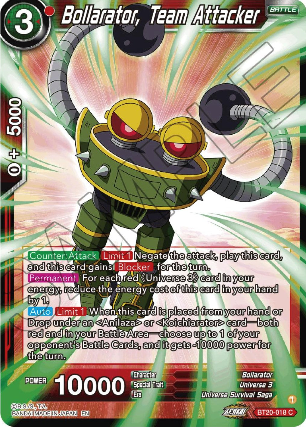 Bollarator, Team Attacker (BT20-018) [Power Absorbed] | Cracking-Singles