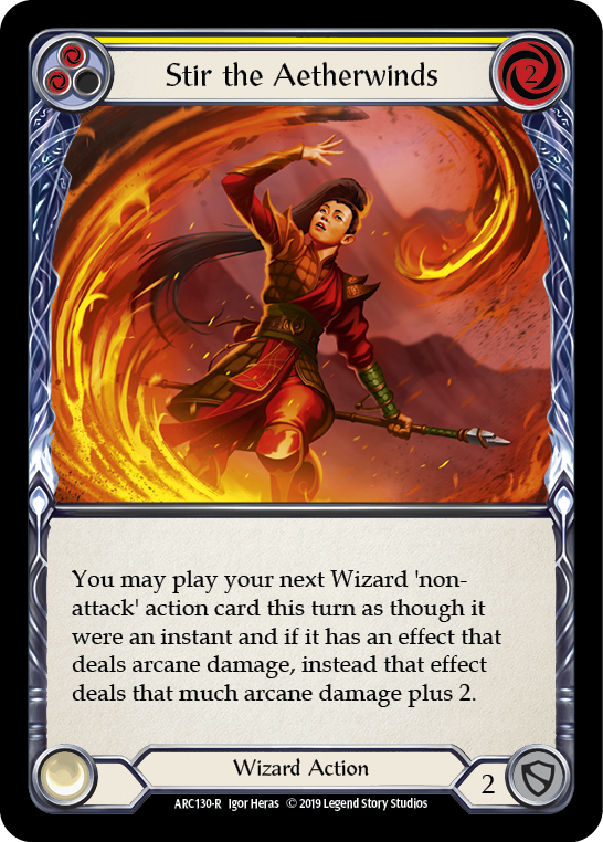 Stir the Aetherwinds (Yellow) [ARC130-R] (Arcane Rising)  1st Edition Rainbow Foil | Cracking-Singles