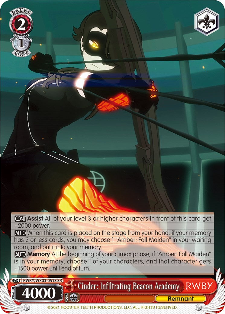 Cinder: Infiltrating Beacon Academy (RWBY/WX03-051S SR) [RWBY] | Cracking-Singles
