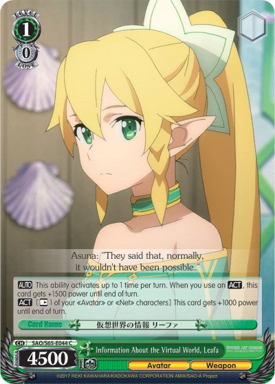 Information About the Virtual World, Leafa (SAO/S65-E044 C) [Sword Art Online -Alicization-] | Cracking-Singles