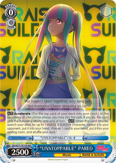 "UNSTOPPABLE" PAREO (BD/W73-TE15R RRR) [BanG Dream! Vol.2] | Cracking-Singles
