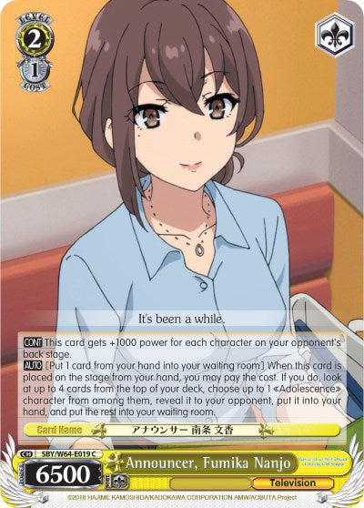 Announcer, Fumika Nanjo (SBY/W64-E019 C) [Rascal Does Not Dream of Bunny Girl Senpai] | Cracking-Singles