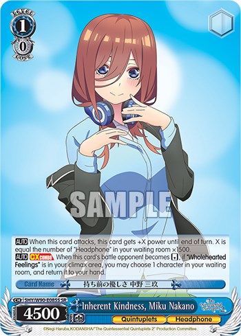 Inherent Kindness, Miku Nakano (5HY/W90-E085S SR) [The Quintessential Quintuplets 2] | Cracking-Singles