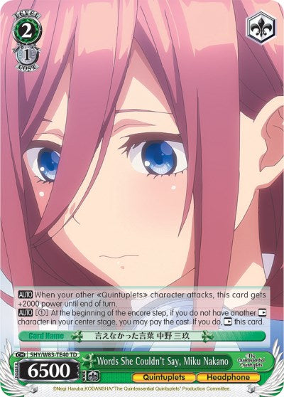 Words She Couldn't Say, Miku Nakano (5HY/W83-TE40 TD) [The Quintessential Quintuplets] | Cracking-Singles