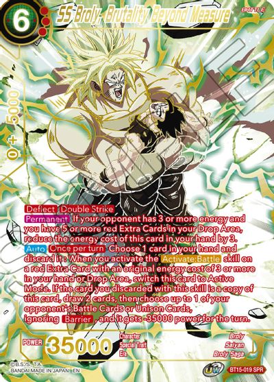 SS Broly, Brutality Beyond Measure (SPR) (BT15-019) [Saiyan Showdown] | Cracking-Singles