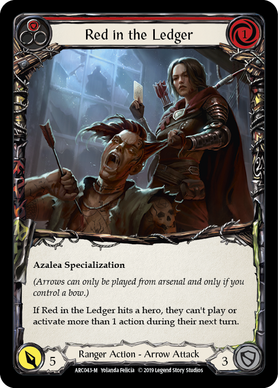 Red in the Ledger [ARC043-M] (Arcane Rising)  1st Edition Rainbow Foil | Cracking-Singles