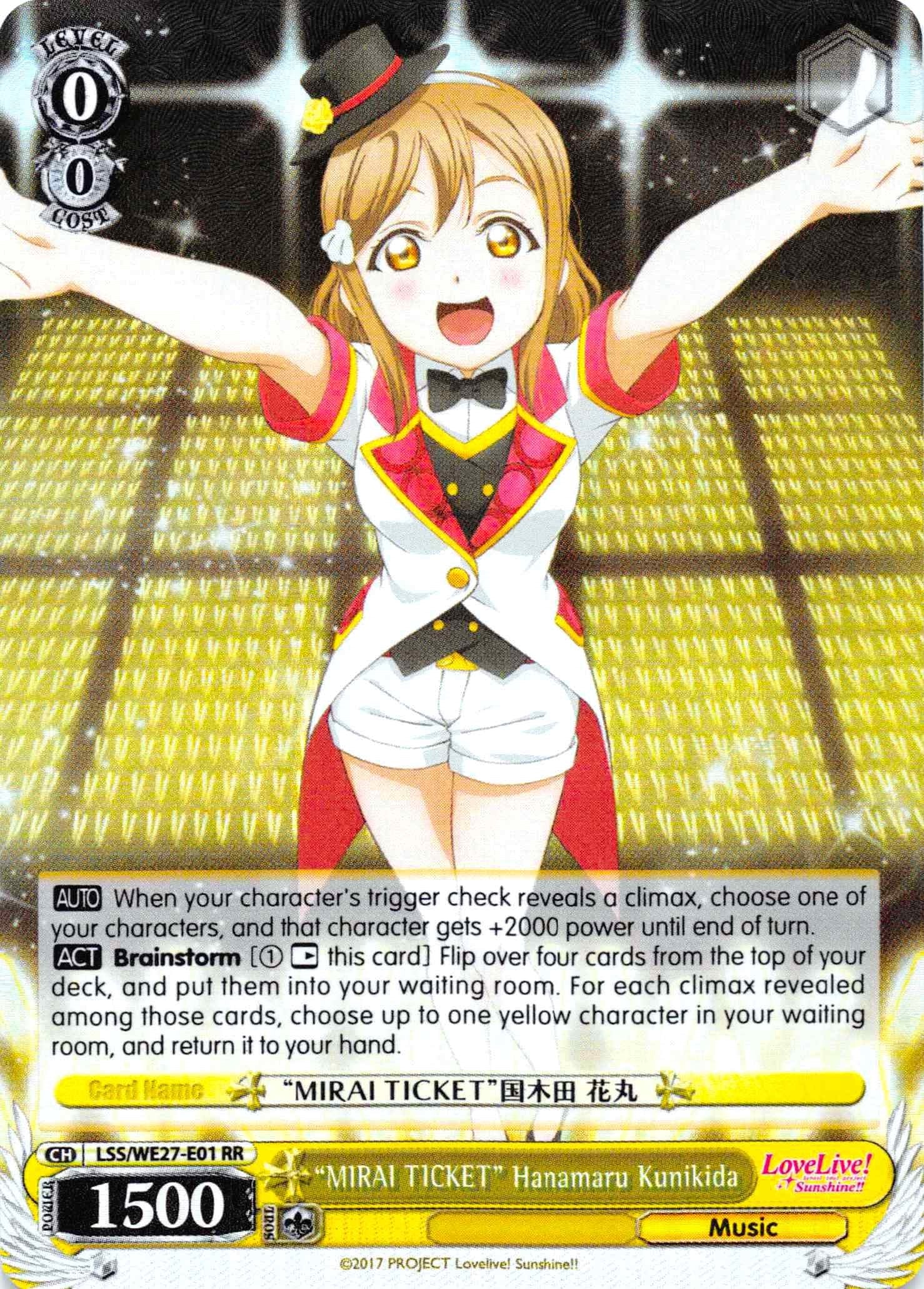 "MIRAI TICKET" Hanamaru Kunikida (LSS/WE27-E01 RR) (Parallel Foil) [Love Live! Sunshine!! Extra Booster] | Cracking-Singles