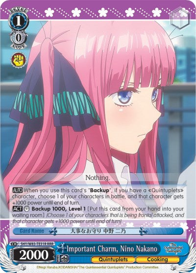 Important Charm, Nino Nakano (5HY/W83-TE31R RRR) [The Quintessential Quintuplets] | Cracking-Singles