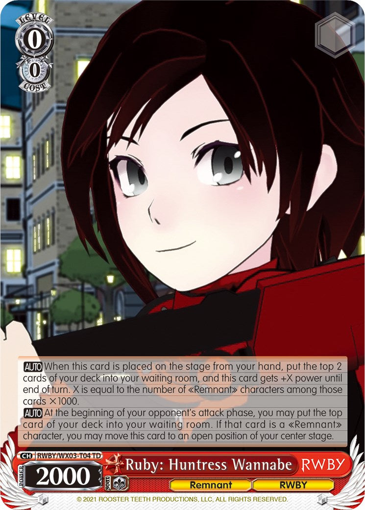 Ruby: Huntress Wannabe (RWBY/WX03-T04 TD) [RWBY] | Cracking-Singles