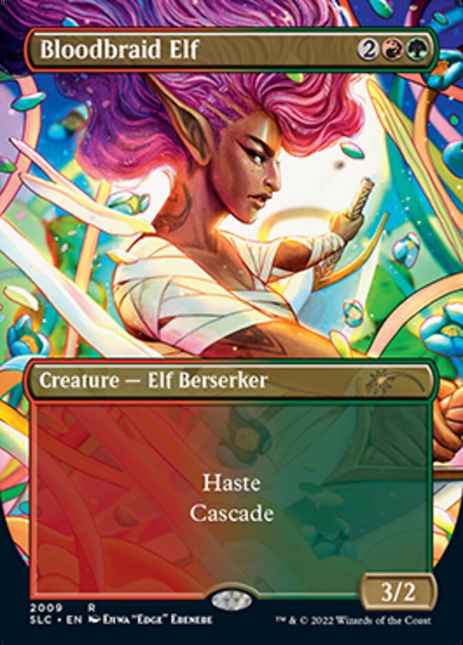 Bloodbraid Elf (Borderless Alternate Art) [Secret Lair Countdown Kit] | Cracking-Singles