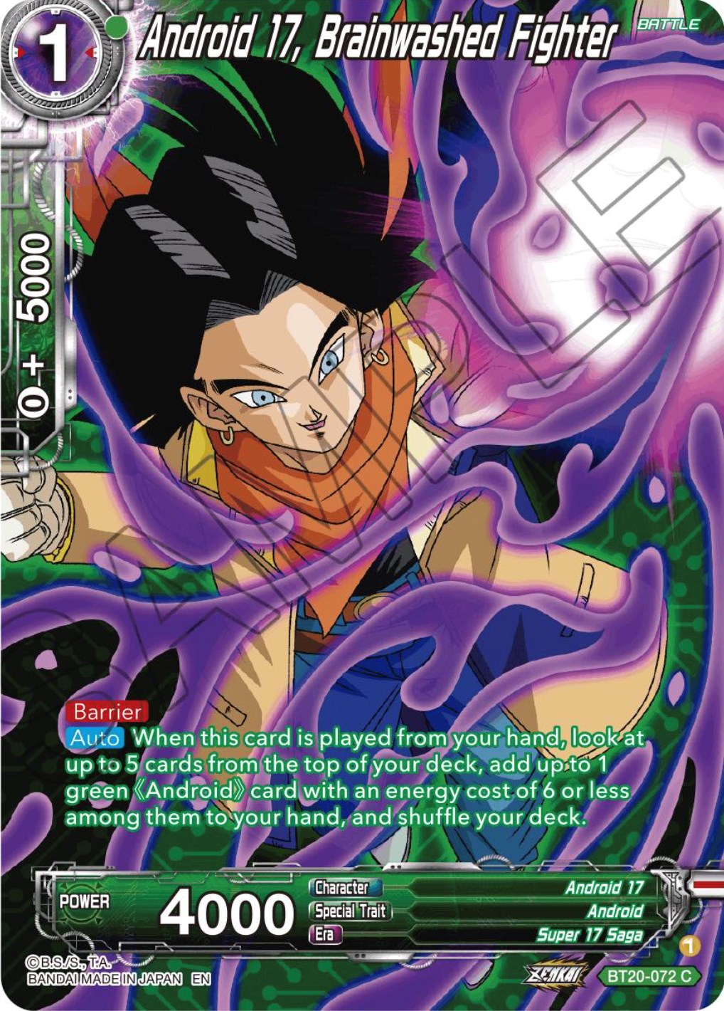 Android 17, Brainwashed Fighter (Silver Foil) (BT20-072) [Power Absorbed] | Cracking-Singles